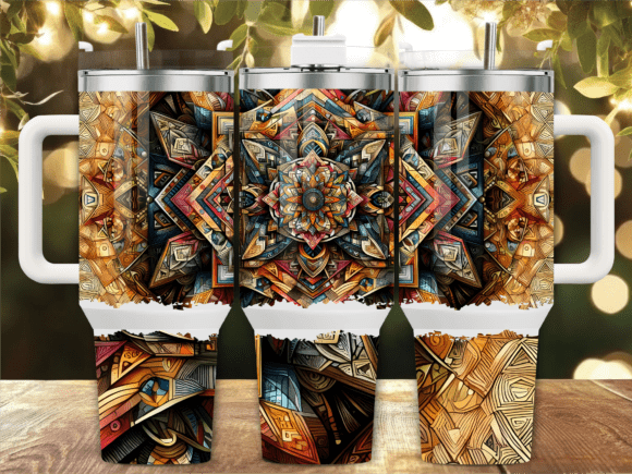 Abstract Geometric 40oz Tumbler Wrap Graphics for Tumbler Wraps
