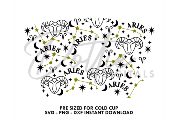 Aries Cold Cup SVG 24oz: Tumbler Wraps Graphics
