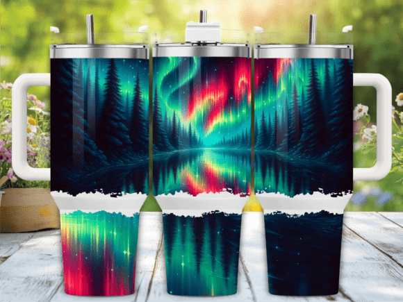 Aurora Forest Lake Graphics for Tumbler Wraps Review