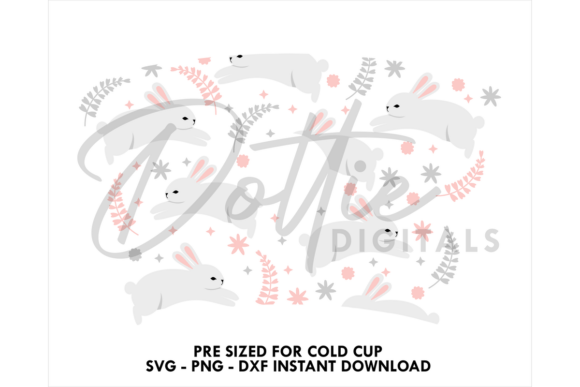 Bunnies Cold Cup SVG - Tumbler Wraps Graphics