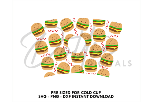 Burgers Cold Cup SVG 24oz: Tumbler Wraps Graphics