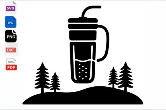 Camping Tumbler SVG Trees Drink Clipart Graphics