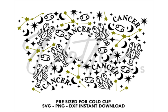 Cancer Zodiac Cold Cup SVG 24oz Graphics & Tumbler Wraps
