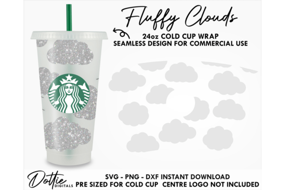 Clouds Cold Cup SVG 24oz: Graphics for Tumbler Wraps