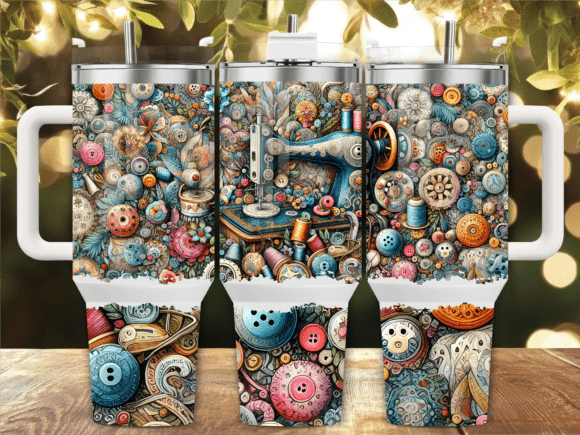 Colorful Button Collage Tumbler Wraps & Graphics