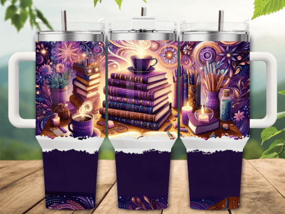 Cozy Coffee and Books 40oz Tumbler Wrap: Graphics & Wraps