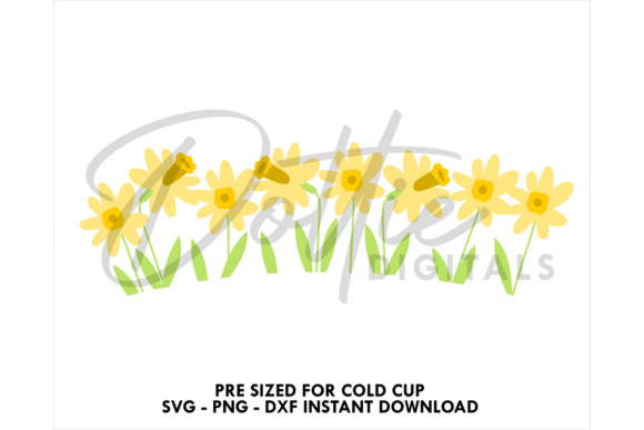 Daffodils Cold Cup SVG 24oz: Graphics for Tumbler Wraps