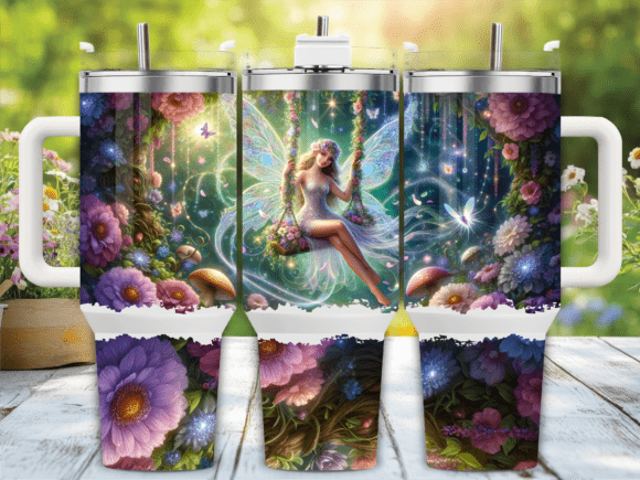 Floral Garden Fairy Graphics for Tumbler Wraps