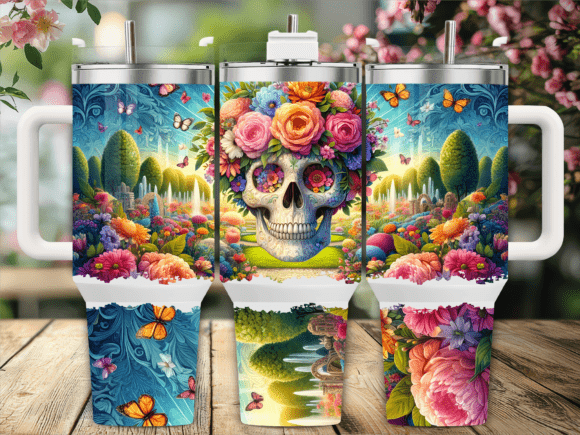 Garden Skull Flower 40oz Tumbler Wrap Graphics Review