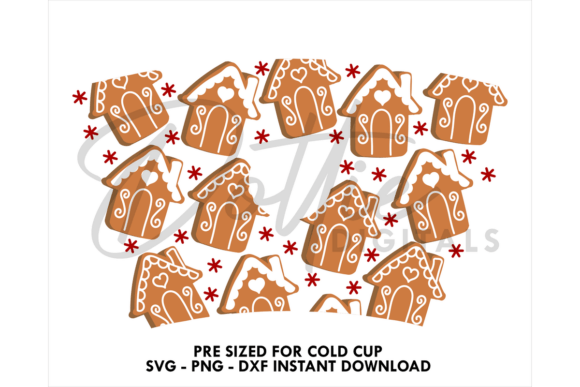 Gingerbread Houses Cold Cup SVG: Tumbler Wraps & Graphics