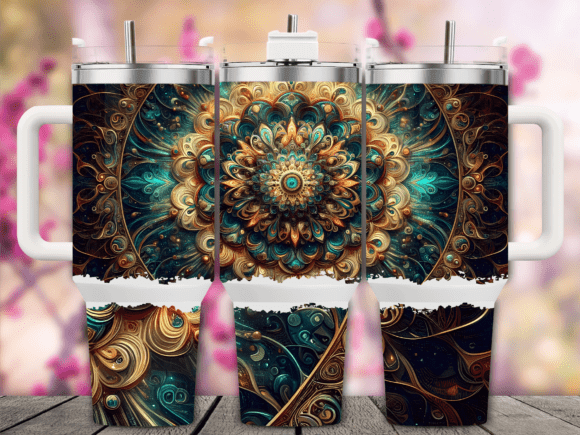 Gold Teal Ornate 40oz Tumbler Wrap Graphics Review