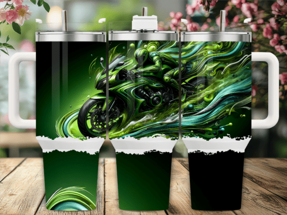 Green Speed Bike Racing Graphics for Tumbler Wraps