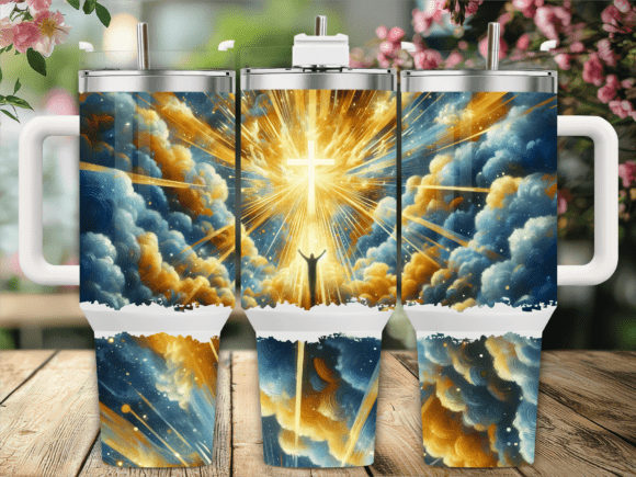 Heavenly Cross Clouds 40oz Tumbler Wrap Graphics