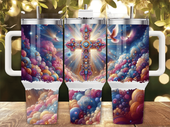 Jeweled Cross Heavenly Graphics for Tumbler Wraps