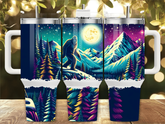 Neon Moon Sasquatch Tumbler Wrap Graphics