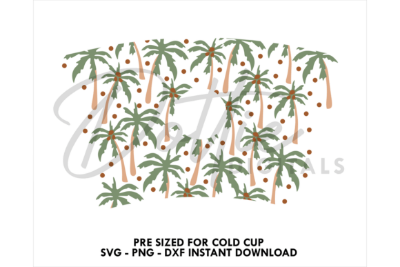 Palm Trees Cold Cup SVG 24oz: Tumbler Wraps Graphics