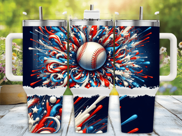 Patriotic Splash Baseball Graphics & Tumbler Wraps