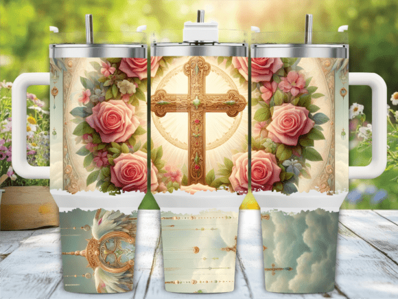 Pink Rose Cross Floral 40oz Tumbler Wrap Graphics Review