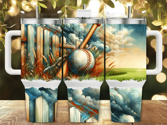 Rustic Fence Field Baseball 40oz Tumbler Wraps Graphics