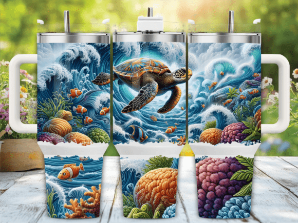 Sea Turtle Ocean Reef 40oz Tumbler Wrap