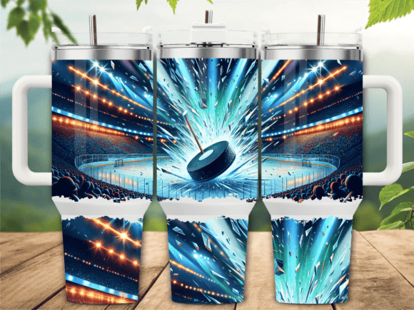 Shattering Ice Hockey 40oz Tumbler Wraps Graphics