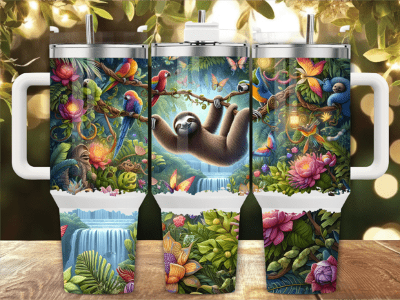 Sloth Jungle Parrot 40oz Tumbler Wrap Graphics Review