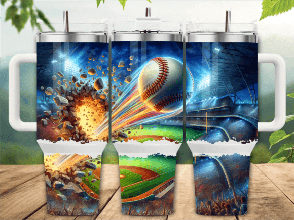 Stadium Lights Baseball Graphics for Tumbler Wraps