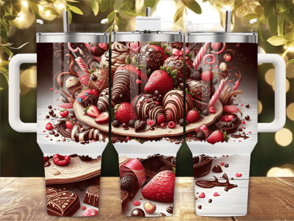 Sweet Chocolate Strawberry 40oz Tumbler Wraps Graphics