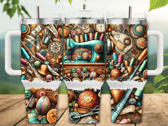 Teal Sewing Machine Tumbler Wraps Graphics Review