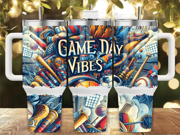 Vintage Sports Mix Game Day 40oz Tumbler Wraps Graphics